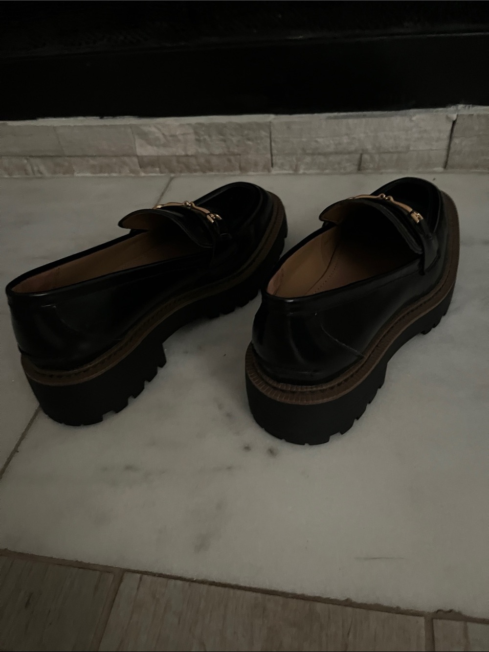 Sam Edelman Black Leather Bit Loafers with Gold Hardware women shoes - Picture 6 of 7